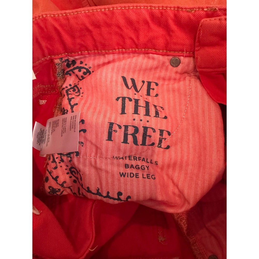 We The Free Waterfalls Baggy Wide-Leg Jeans in Orange Size 27 - Picture 5 of 13